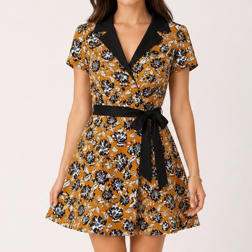 Unique Vintage Floral Retro Rockabilly Pinup Dress Medium wrap dress NEW